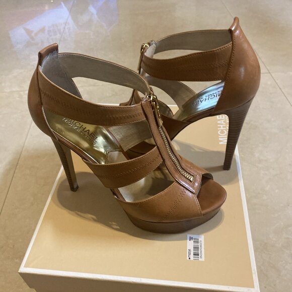 Michael Kors Berkley Platform Brown Platform Heel Sandal - Picture 1 of 10
